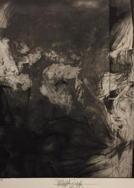 Jacques Henri Roger, la traversée de la nuit, 1985, Radierung e.a. (grau), 39,5x30cm, 350,-€, Galerie Stexwig