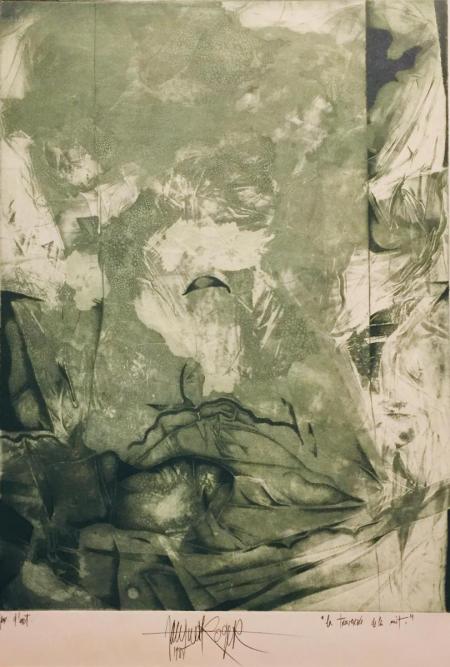 Jacques Henri Roger, la traversée de la nuit, 1985, Radierung e.a. (grün), 39,5x30cm, 350,-€, Galerie Stexwig