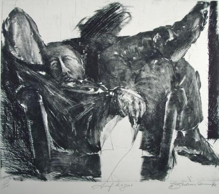 Otto Beckmann, Auflieger, 1992, Radierung Pr., 50x59,5cm, 500,-€, Galerie Stexwig