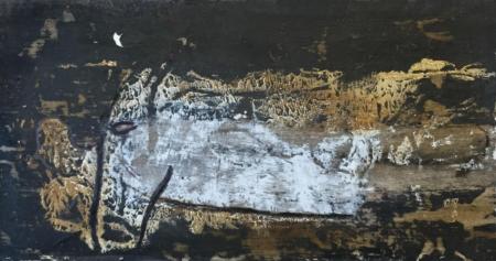 Reinhard Musik, Ausschnitt Pferdekopf mit weißem Fleck, o.J., Mischtechnik auf Karton, 12x21,5cm, 150,-€, Galerie Stexwig