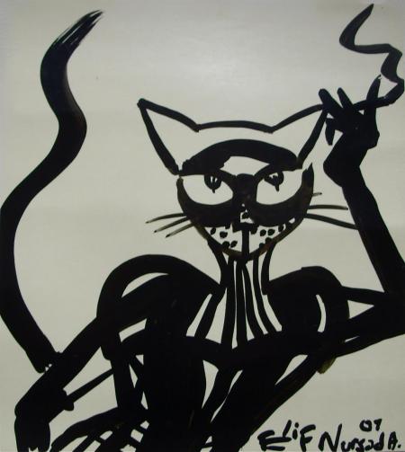 verkauft, Elif Nursad Atalay, Katze femme fatale, Galerie Stexwig 